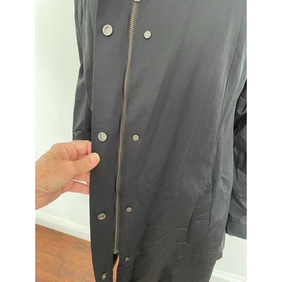 Eileen Fisher Black Weather-Resistant Coat Collar Button zip Closure Micro Liner - Picture 10 of 15